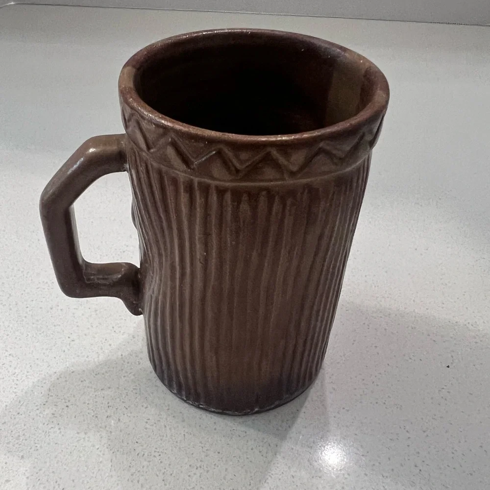 Vtg Tiki Coffee Mug Cup‎ Brown Stoneware
